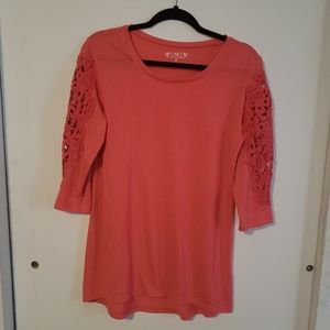 Cato 3/4 Sleeve Pink Lace Shirt